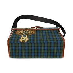 ScotsTee Shop Scottish MacKenzie Clan Tartan Canvas Bag Golden Thistle and Celtic Cross Personalize Your Name Bag