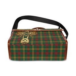 ScotsTee Shop Scottish MacMillan Society of Glasgow Clan Tartan Canvas Bag Golden Thistle and Celtic Cross Personalize Your Name Bag