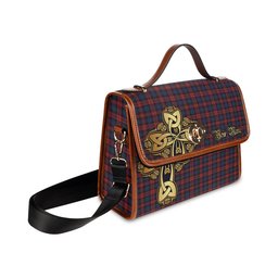 ScotsTee Shop Scottish MacLachlan Clan Tartan Canvas Bag Golden Thistle and Celtic Cross Personalize Your Name Bag
