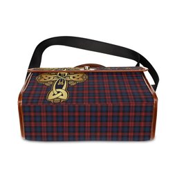 ScotsTee Shop Scottish MacLachlan Clan Tartan Canvas Bag Golden Thistle and Celtic Cross Personalize Your Name Bag