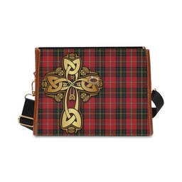 ScotsTee Shop Scottish Orr Clan Tartan Canvas Bag Golden Thistle and Celtic Cross Personalize Your Name Bag