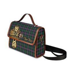 ScotsTee Shop Scottish Morrison Modern Clan Tartan Canvas Bag Golden Thistle and Celtic Cross Personalize Your Name Bag