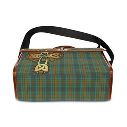 ScotsTee Shop Scottish O'Brien Clan Tartan Canvas Bag Golden Thistle and Celtic Cross Personalize Your Name Bag