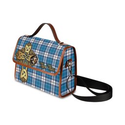 ScotsTee Shop Scottish Roberton Clan Tartan Canvas Bag Golden Thistle and Celtic Cross Personalize Your Name Bag