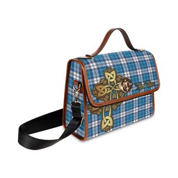 ScotsTee Shop Scottish Roberton Clan Tartan Canvas Bag Golden Thistle and Celtic Cross Personalize Your Name Bag