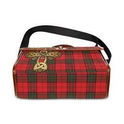 ScotsTee Shop Scottish Maxtone Clan Tartan Canvas Bag Golden Thistle and Celtic Cross Personalize Your Name Bag