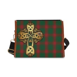 ScotsTee Shop Scottish Middleton Clan Tartan Canvas Bag Golden Thistle and Celtic Cross Personalize Your Name Bag