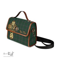 ScotsTee Shop Scottish MacRae Clan Tartan Canvas Bag Golden Thistle and Celtic Cross Personalize Your Name Bag