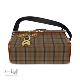 ScotsTee Shop Scottish O'Keefe Clan Tartan Canvas Bag Golden Thistle and Celtic Cross Personalize Your Name Bag