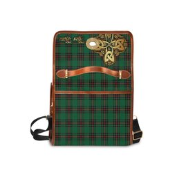 ScotsTee Shop Scottish Primrose Clan Tartan Canvas Bag Golden Thistle and Celtic Cross Personalize Your Name Bag