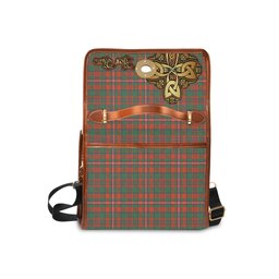 ScotsTee Shop Scottish MacKinnon Ancient Clan Tartan Canvas Bag Golden Thistle and Celtic Cross Personalize Your Name Bag