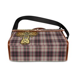 ScotsTee Shop Scottish MacPherson Hunting Ancient Clan Tartan Canvas Bag Golden Thistle and Celtic Cross Personalize Your Name Bag