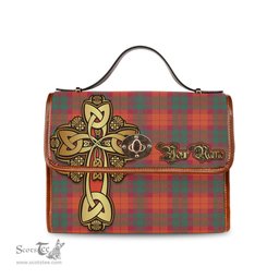 ScotsTee Shop Scottish MacNab Ancient Clan Tartan Canvas Bag Golden Thistle and Celtic Cross Personalize Your Name Bag