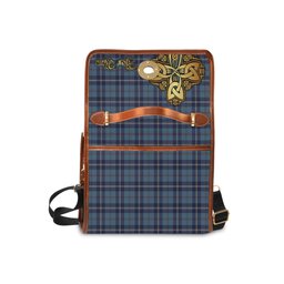 ScotsTee Shop Scottish MacRaes of America Clan Tartan Canvas Bag Golden Thistle and Celtic Cross Personalize Your Name Bag
