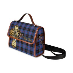 ScotsTee Shop Scottish Maule Clan Tartan Canvas Bag Golden Thistle and Celtic Cross Personalize Your Name Bag