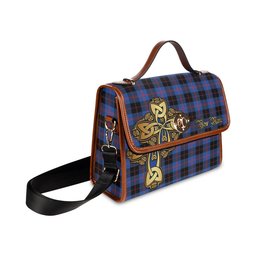 ScotsTee Shop Scottish Maule Clan Tartan Canvas Bag Golden Thistle and Celtic Cross Personalize Your Name Bag