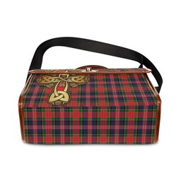 ScotsTee Shop Scottish MacPherson Modern Clan Tartan Canvas Bag Golden Thistle and Celtic Cross Personalize Your Name Bag