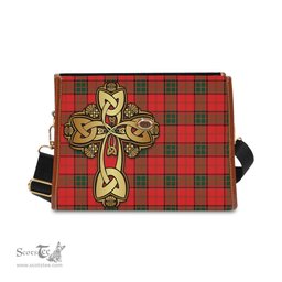ScotsTee Shop Scottish Maxwell Modern Clan Tartan Canvas Bag Golden Thistle and Celtic Cross Personalize Your Name Bag