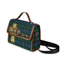 ScotsTee Shop Scottish MacKie Clan Tartan Canvas Bag Golden Thistle and Celtic Cross Personalize Your Name Bag