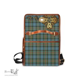 ScotsTee Shop Scottish Paisley Clan Tartan Canvas Bag Golden Thistle and Celtic Cross Personalize Your Name Bag