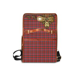 ScotsTee Shop Scottish Sinclair Modern Clan Tartan Canvas Bag Golden Thistle and Celtic Cross Personalize Your Name Bag