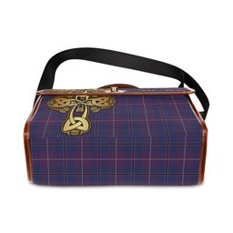 ScotsTee Shop Scottish Pride of Glencoe Clan Tartan Canvas Bag Golden Thistle and Celtic Cross Personalize Your Name Bag