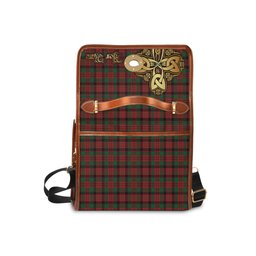 ScotsTee Shop Scottish MacNicol Clan Tartan Canvas Bag Golden Thistle and Celtic Cross Personalize Your Name Bag