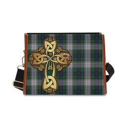 ScotsTee Shop Scottish Murray of Atholl Dress Clan Tartan Canvas Bag Golden Thistle and Celtic Cross Personalize Your Name Bag