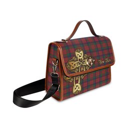 ScotsTee Shop Scottish Robertson Clan Tartan Canvas Bag Golden Thistle and Celtic Cross Personalize Your Name Bag