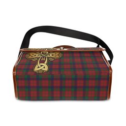 ScotsTee Shop Scottish Robertson Clan Tartan Canvas Bag Golden Thistle and Celtic Cross Personalize Your Name Bag