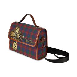 ScotsTee Shop Scottish Skene of Cromar Clan Tartan Canvas Bag Golden Thistle and Celtic Cross Personalize Your Name Bag