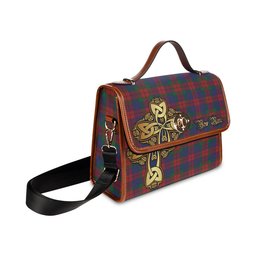 ScotsTee Shop Scottish Skene of Cromar Clan Tartan Canvas Bag Golden Thistle and Celtic Cross Personalize Your Name Bag