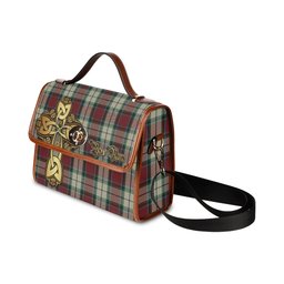 ScotsTee Shop Scottish Rose White Dress Clan Tartan Canvas Bag Golden Thistle and Celtic Cross Personalize Your Name Bag