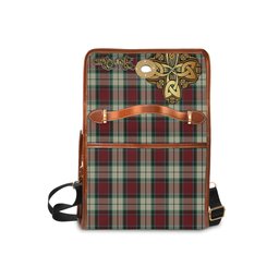 ScotsTee Shop Scottish Rose White Dress Clan Tartan Canvas Bag Golden Thistle and Celtic Cross Personalize Your Name Bag