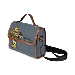ScotsTee Shop Scottish McKerrell of Hillhouse Dress Clan Tartan Canvas Bag Golden Thistle and Celtic Cross Personalize Your Name Bag