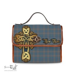 ScotsTee Shop Scottish McKerrell of Hillhouse Dress Clan Tartan Canvas Bag Golden Thistle and Celtic Cross Personalize Your Name Bag
