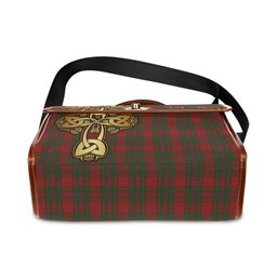 ScotsTee Shop Scottish MacKintosh Red Clan Tartan Canvas Bag Golden Thistle and Celtic Cross Personalize Your Name Bag
