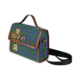 ScotsTee Shop Scottish Turnbull Hunting Clan Tartan Canvas Bag Golden Thistle and Celtic Cross Personalize Your Name Bag
