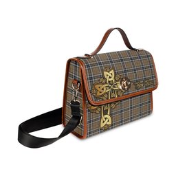 ScotsTee Shop Scottish Thomson Camel Clan Tartan Canvas Bag Golden Thistle and Celtic Cross Personalize Your Name Bag