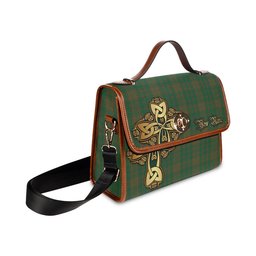 ScotsTee Shop Scottish Terry Clan Tartan Canvas Bag Golden Thistle and Celtic Cross Personalize Your Name Bag