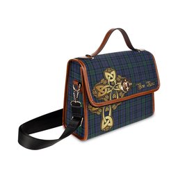 ScotsTee Shop Scottish Weir Clan Tartan Canvas Bag Golden Thistle and Celtic Cross Personalize Your Name Bag