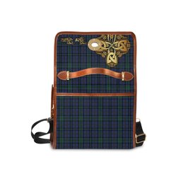 ScotsTee Shop Scottish Weir Clan Tartan Canvas Bag Golden Thistle and Celtic Cross Personalize Your Name Bag