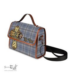 ScotsTee Shop Scottish Tweedie Clan Tartan Canvas Bag Golden Thistle and Celtic Cross Personalize Your Name Bag