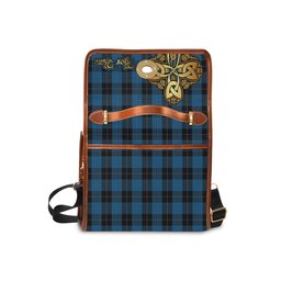 ScotsTee Shop Scottish Sorbie Clan Tartan Canvas Bag Golden Thistle and Celtic Cross Personalize Your Name Bag