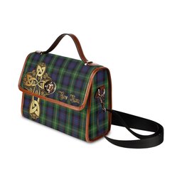 ScotsTee Shop Scottish Watson Clan Tartan Canvas Bag Golden Thistle and Celtic Cross Personalize Your Name Bag