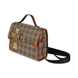 ScotsTee Shop Scottish Wilson Ancient Clan Tartan Canvas Bag Golden Thistle and Celtic Cross Personalize Your Name Bag