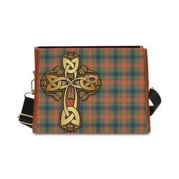 ScotsTee Shop Scottish Wilson Ancient Clan Tartan Canvas Bag Golden Thistle and Celtic Cross Personalize Your Name Bag
