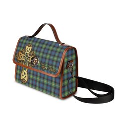ScotsTee Shop Scottish Watson Ancient Clan Tartan Canvas Bag Golden Thistle and Celtic Cross Personalize Your Name Bag