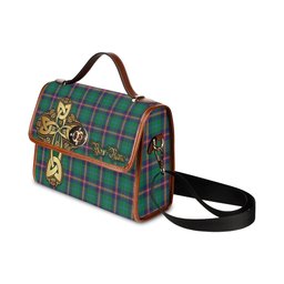 ScotsTee Shop Scottish Young Modern Clan Tartan Canvas Bag Golden Thistle and Celtic Cross Personalize Your Name Bag