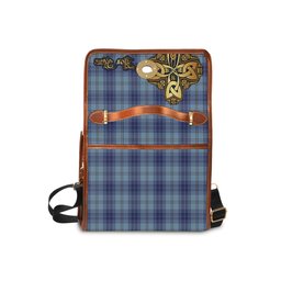 ScotsTee Shop Scottish Traynor Clan Tartan Canvas Bag Golden Thistle and Celtic Cross Personalize Your Name Bag